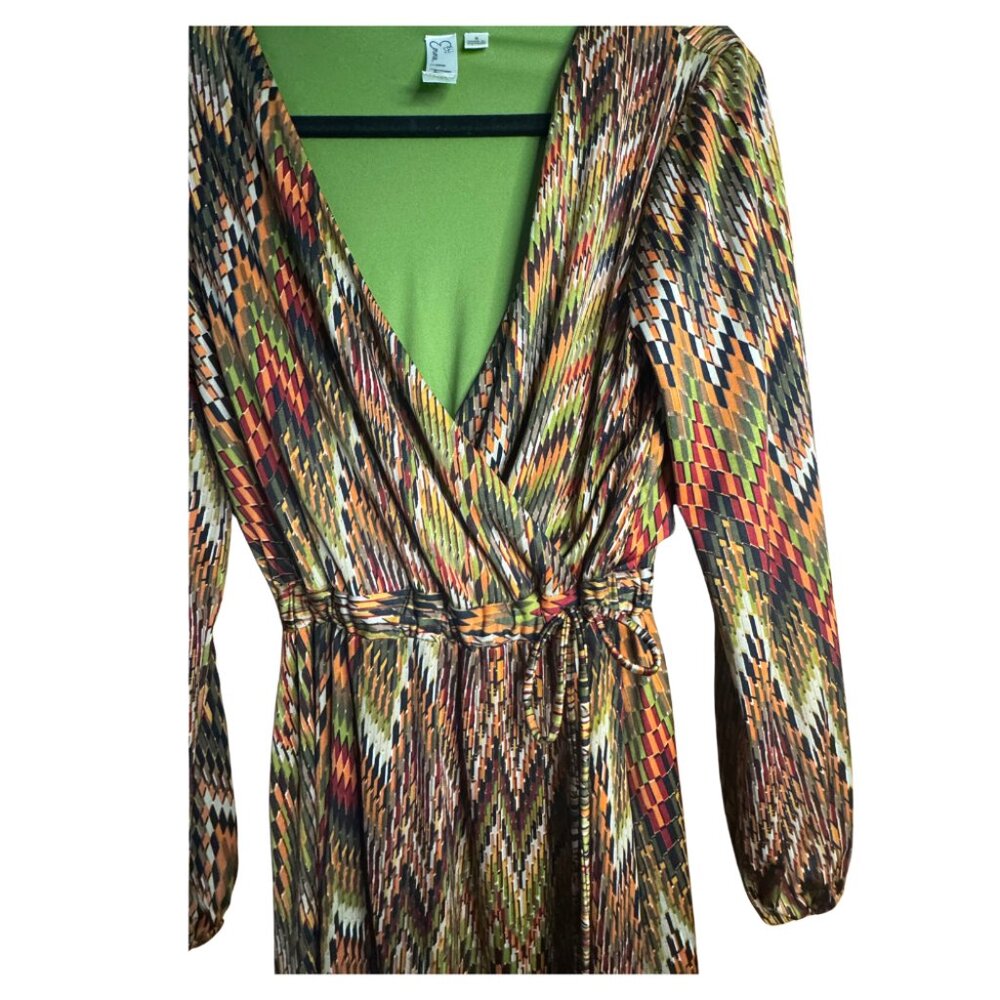Emma & Michele Geometric Print Faux Wrap Dress Long Sleeve Size Small - Picture 7 of 7